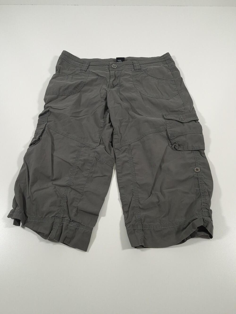 Kuhl Capri Shorts Womens 10 Gray Cargo Hiking Cotton Nylon Spandex Stretch
